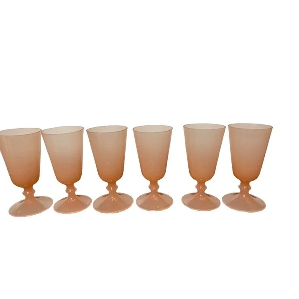 Pink Opaline Water or Wine Goblets | Set of 6‎